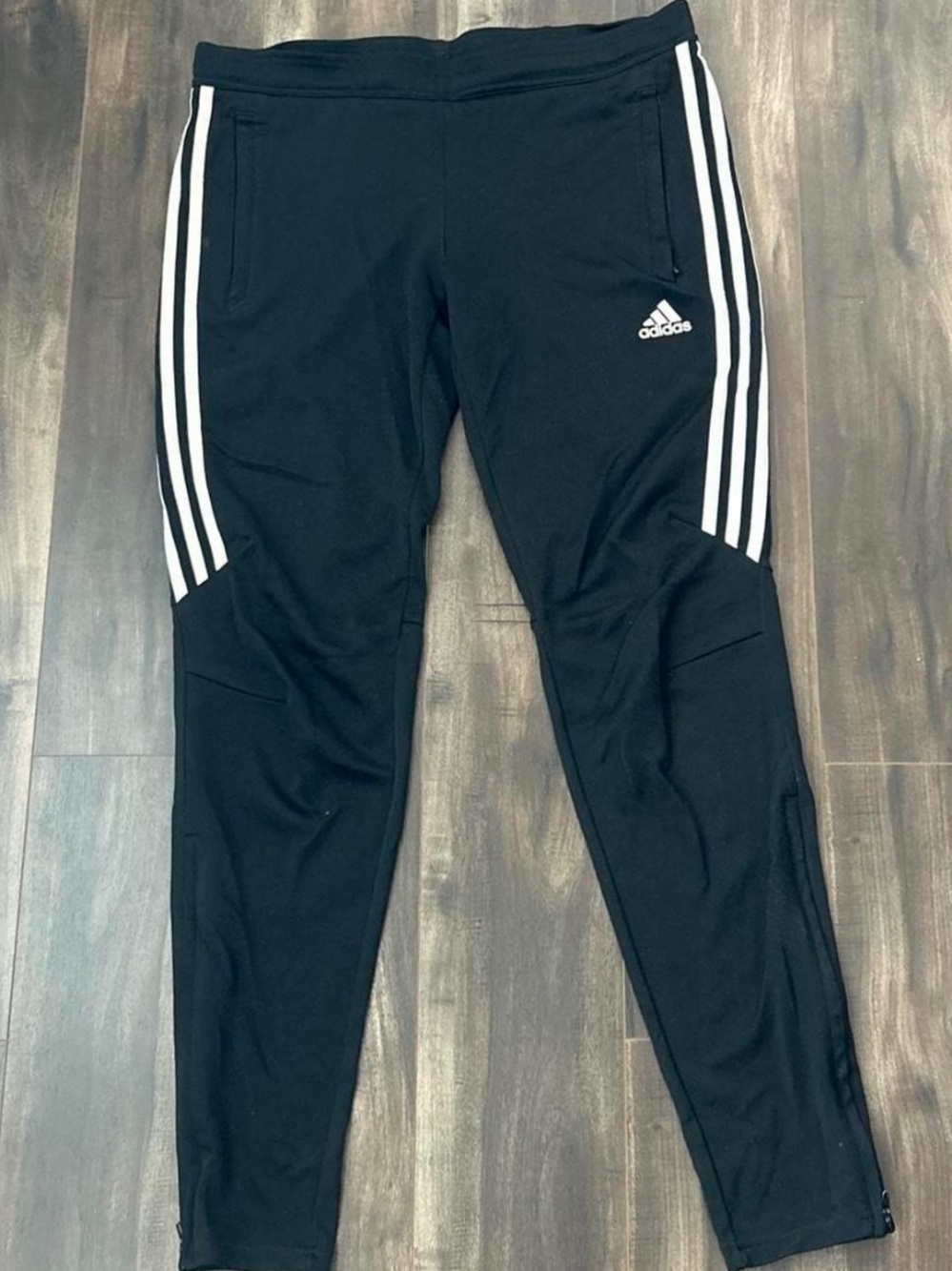 adidas Black Jogger Pants with White Three-Stripe Detail